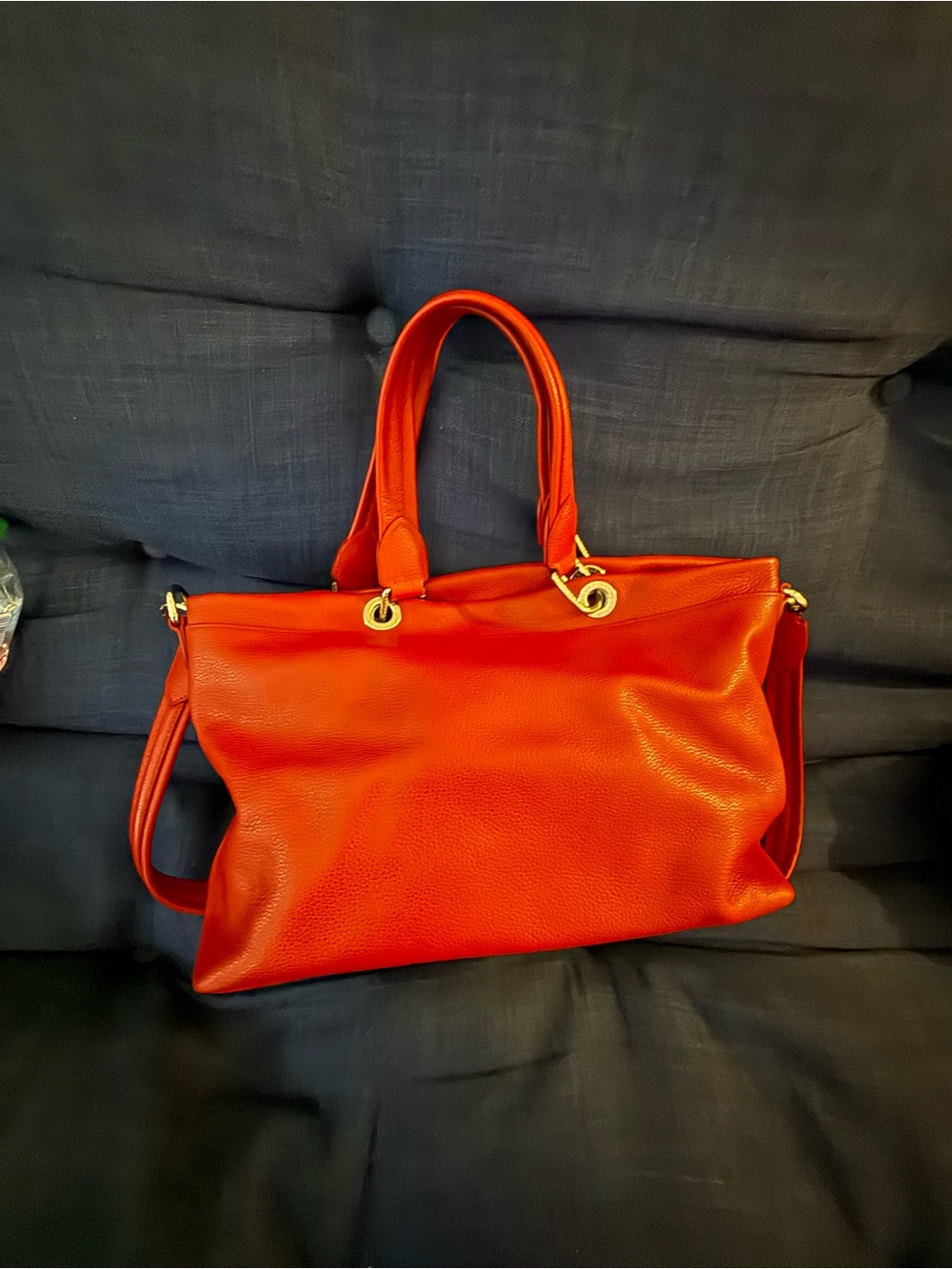 Longchamp Le Foulonne Red Leather Tote with Dual Handles and Shoulder Strap - Picture 4 of 16